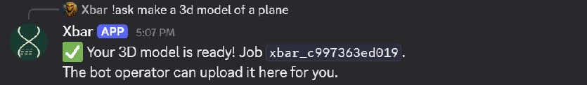 Xbar confirms the 3D plane model is ready to upload in the recorded run