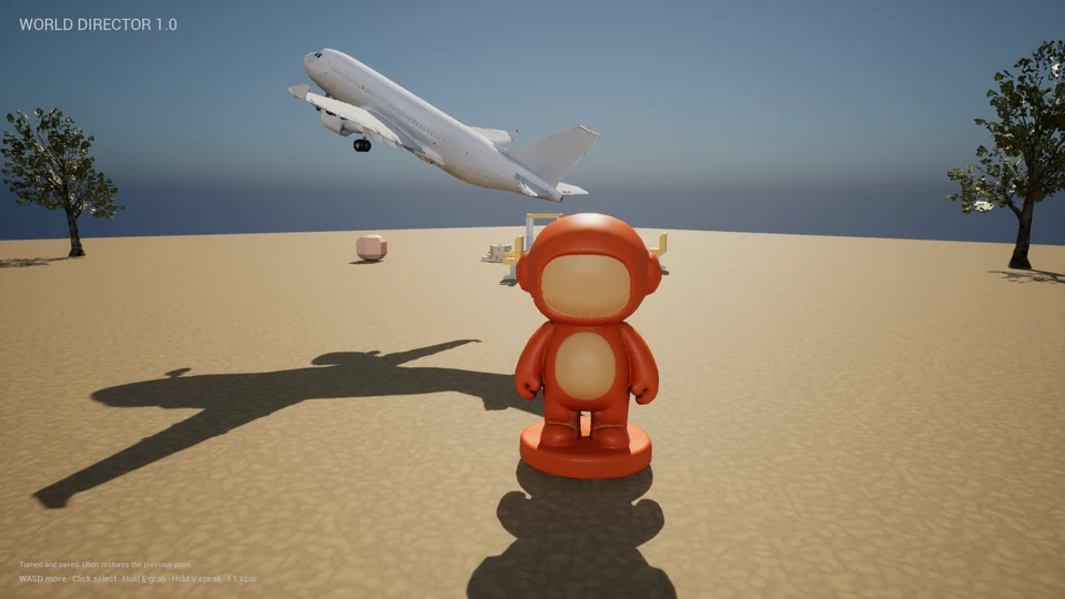 The airplane and robot together in World Director