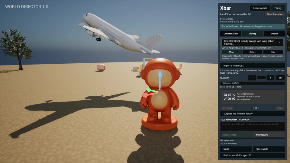 World Director Library showing the imported passenger airplane